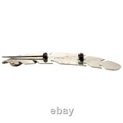 Vintage Navaho Sterling Silver Feather Brooch by Native American Artist W Begay