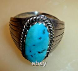 Vintage NavajoRing Sterling Silver Bezel Turquoise Native American Sz 12.5