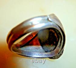 Vintage NavajoRing Sterling Silver Bezel Turquoise Native American Sz 12.5