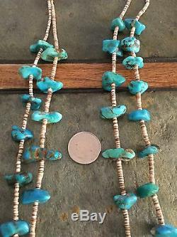 Vintage Navajo 2 Strand Turquoise And Heishi Bead Necklace