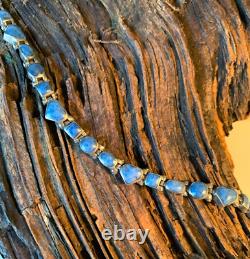 Vintage Navajo 950 Sterling Silver Denim Blue Turquoise Link Tennis Bracelet