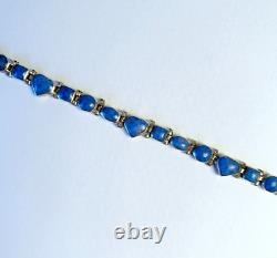 Vintage Navajo 950 Sterling Silver Denim Blue Turquoise Link Tennis Bracelet