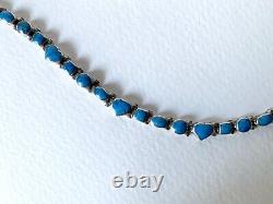 Vintage Navajo 950 Sterling Silver Denim Blue Turquoise Link Tennis Bracelet