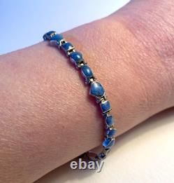 Vintage Navajo 950 Sterling Silver Denim Blue Turquoise Link Tennis Bracelet