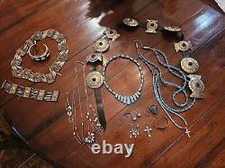 Vintage Navajo / Alpaca/Mexico/950 Turquoise Sterling Jewelry Lot