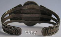 Vintage Navajo American Indian Silver Petrified Wood Ochre Agate Cuff Bracelet