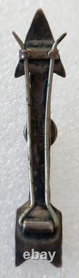 Vintage Navajo Arrow Pin 1940's Designed Sterling Silver & Round Turquoise