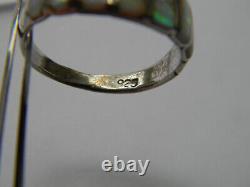 Vintage Navajo Authentic Sterling Silver 925 Channel Set Fire Opal Band Ring Sz7