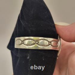 Vintage Navajo B. JAMES PEYOTE BIRD Turquoise Inlay Sterling Bracelet