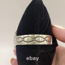 Vintage Navajo B. JAMES PEYOTE BIRD Turquoise Inlay Sterling Bracelet