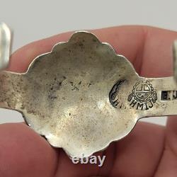 Vintage Navajo B. JAMES PEYOTE BIRD Turquoise Inlay Sterling Bracelet