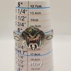 Vintage Navajo B. JAMES PEYOTE BIRD Turquoise Inlay Sterling Bracelet