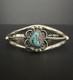 Vintage Navajo Blue Spiderweb Turquoise COIN Silver Cuff Bracelet 6-1/2 18g#238
