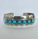 Vintage Navajo Blue Turquoise Row Sterling Silver Cuff Bracelet Signed 6#195