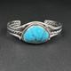 Vintage Navajo Blue Turquoise Sterling Silver Cuff Bracelet 6-1/2 19g #203