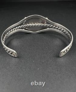 Vintage Navajo Blue Turquoise Sterling Silver Cuff Bracelet 6-1/2 19g #203