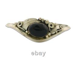 Vintage Navajo Bracelet 925 Silver Onyx Traditional Handmade Authentic Signed JM