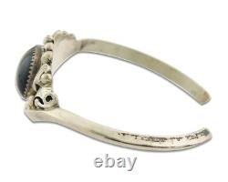 Vintage Navajo Bracelet 925 Silver Onyx Traditional Handmade Authentic Signed JM