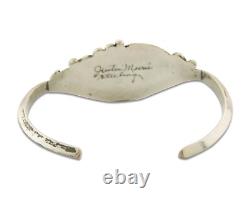 Vintage Navajo Bracelet 925 Silver Onyx Traditional Handmade Authentic Signed JM