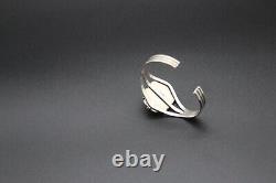 Vintage Navajo Bracelet Cuff Sterling Silver Signed Black Onyx 24.2g