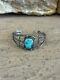 Vintage Navajo CSC Sterling Silver Turquoise Rope Etched Ladies Bracelet Patina