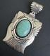 Vintage Navajo Charles Johnson Sterling Silver 69g Turquoise Thunderbird Pendant