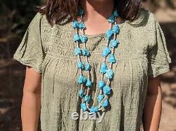 Vintage Navajo Chunky Turquoise Necklace Genuine Native American Jewelry
