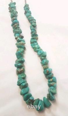 Vintage Navajo Chunuky Beaded Turquoise Necklace 28 Native American Jewelry