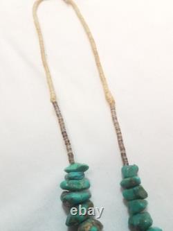 Vintage Navajo Chunuky Beaded Turquoise Necklace 28 Native American Jewelry