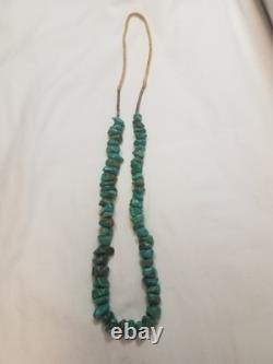 Vintage Navajo Chunuky Beaded Turquoise Necklace 28 Native American Jewelry