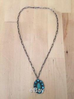 Vintage Navajo Classic Fred Harvey Kingman Turquoise Necklace/Pendant Ca 1940's