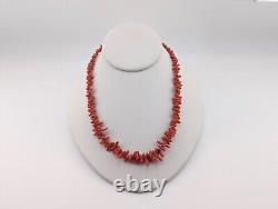 Vintage Navajo Coral Necklace Sterling Silver Beads Handmade NA Jewelry