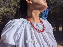 Vintage Navajo Coral Necklace Sterling Silver Beads Handmade NA Jewelry