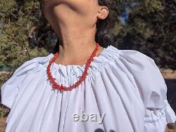 Vintage Navajo Coral Necklace Sterling Silver Beads Handmade NA Jewelry