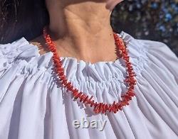 Vintage Navajo Coral Necklace Sterling Silver Beads Handmade NA Jewelry