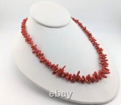 Vintage Navajo Coral Necklace Sterling Silver Beads Handmade NA Jewelry