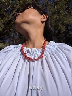 Vintage Navajo Coral Necklace Sterling Silver Beads Handmade NA Jewelry