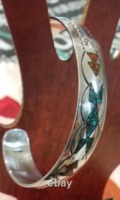 Vintage Navajo Crushed Turquoise Sterling SILVER Cuff