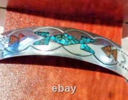 Vintage Navajo Crushed Turquoise Sterling SILVER Cuff