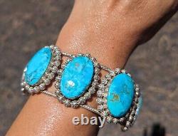 Vintage Navajo Cuff Bracelet Authentic Native American Turquoise Jewelry sz 7.25