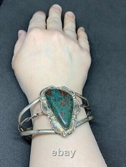 Vintage Navajo Cuff Bracelet- Malachite and Silver