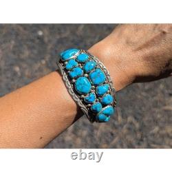 Vintage Navajo Cuff Turquoise Dead Pawn Native Am Jewelry Sz 7.75 Signed Tahe