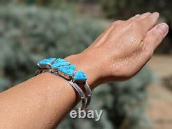 Vintage Navajo Cuff Turquoise Stone Bracelet Jewelry Signeg N. Bia Sz 7 IN