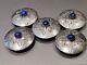 Vintage Navajo D/L Garcia Sterling Silver Button Covers Hand Stamped WithLapis