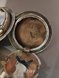 Vintage Navajo D/L Garcia Sterling Silver Button Covers Hand Stamped WithLapis