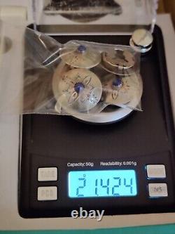 Vintage Navajo D/L Garcia Sterling Silver Button Covers Hand Stamped WithLapis