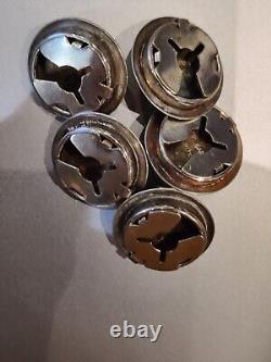 Vintage Navajo D/L Garcia Sterling Silver Button Covers Hand Stamped WithLapis