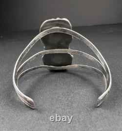 Vintage Navajo Double Turquoise Sterling Silver Cuff Bracelet 6-1/4 30g #198