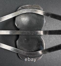 Vintage Navajo Double Turquoise Sterling Silver Cuff Bracelet 6-1/4 30g #198