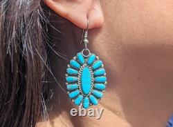 Vintage Navajo Earrings Signed PB Begay Jewelry w Turquoise Sterling Silver